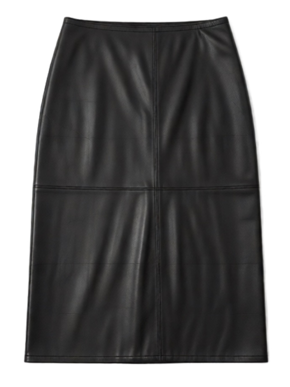 Ann Taylor Black Faux Leather Midi Skirt | Textured | Size 6